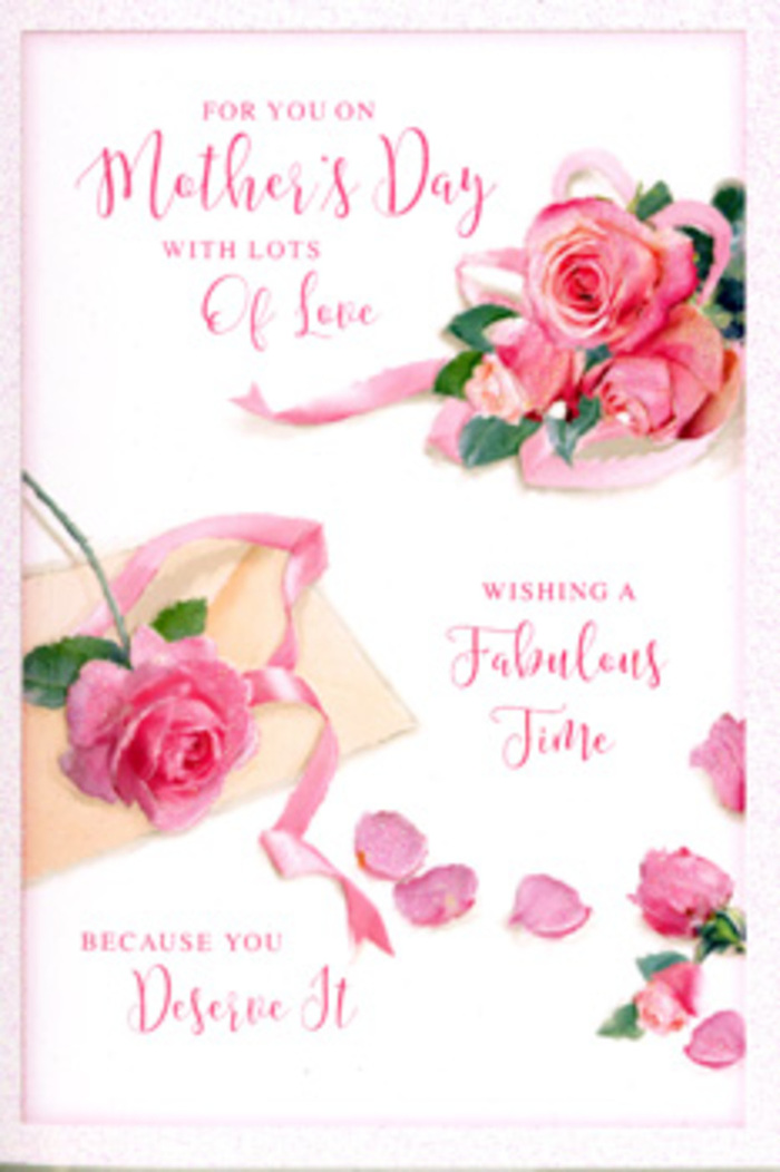 This Mother's Day card captures the look of a carefully styled floral flat lay, as though an Epsom florist had spread roses and ribbon across a bright white tabletop. Groups of full, open pink roses anchor the composition, each bloom rendered with attention to layered petals that appear soft and velvety, from gentle blush tones at the edges to slightly deeper pinks toward the centre. The roses are accompanied by scattered petals that lie around them like delicate confetti, suggesting both movement and the passage of time, echoing treasured memories shared over walks through Rosebery Park. A pale, almost cloud-like ribbon glides through the main bouquet, forming light loops and curves that catch the eye and bring a sense of flow and celebration, similar to the way ribbon finishes off a hand-tied Mother's Day bouquet delivered in Epsom. Across the design, expressive, swirling calligraphy spells out warm wishes, the lettering suspended gracefully among the roses and petals, never overpowering but gently emphasising the sentiment of love and appreciation. The lighting is soft and flattering, with no harsh contrasts, bathing the card in a serene glow and casting barely-there shadows that give the flowers a gentle depth. The palette remains within soft whites, creams, and a spectrum of pinks, creating a calming, affectionate atmosphere. As a whole, the card feels like a visual hug-something you might set beside fresh roses in an Epsom living room, turning a simple greeting into a tender expression of gratitude and admiration for mum.